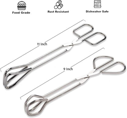 Hiash 9-Inch and 11-Inch Heavy Duty Stainless Steel Kitchen Tongs