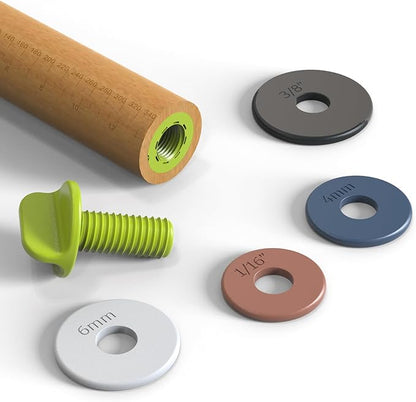 Rolling Pin with Adjustable Thickness Ring and Silicone Baking Mat