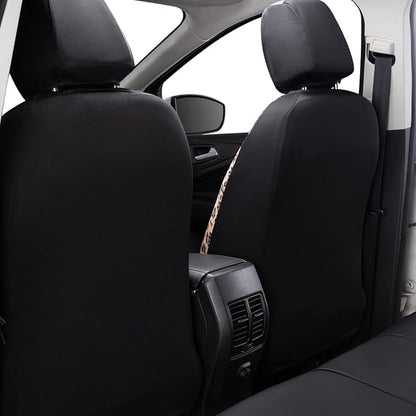 Flying Banner car seat Covers Protects Leopard Printing Velvet Faux Leather Carbon Fiber Front and Rear Bench (Leopard Brown Black, Full Set - 8PCS)