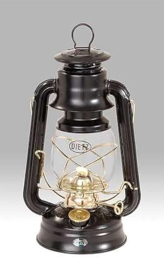 Dietz Original 76 Oil Lamp Burning Lantern Black with Gold Trim