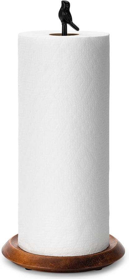 Wood Paper Towel Holder Countertop, Easy Tear Farmhouse Kitchen Towel Holder