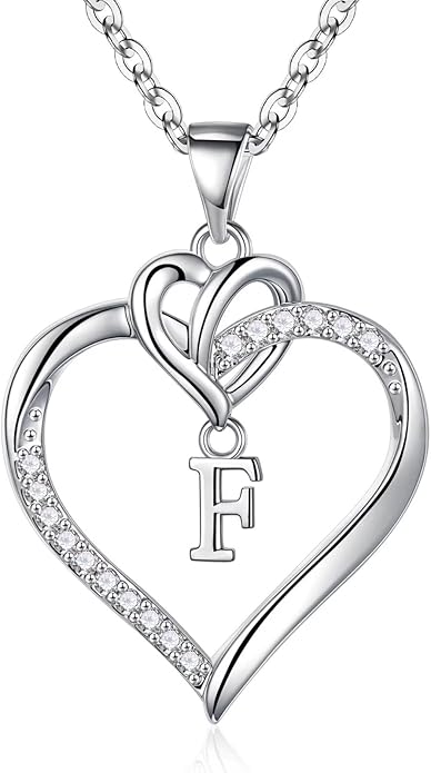 STORUP Heart Initial Necklaces for Women Girls, 14K Gold Plated Cubic Zirconia Heart Initial A-Z Pendant Necklace Dainty Heart Necklaces for Women Teen Girl Jewelry Birthday Gifts