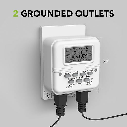 BN-LINK Indoor Digital Light Timer, 7 Day Programmable Plug