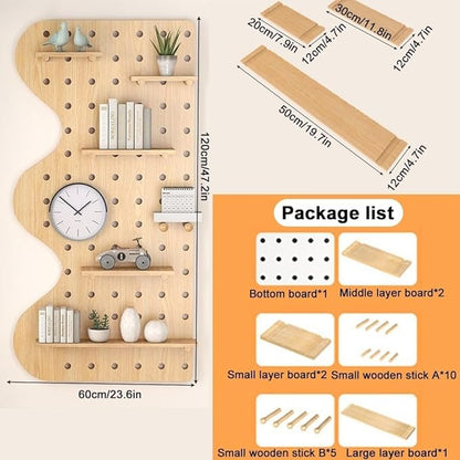 White Wooden Wall Organizer for Home & Office, Versatile Hanging Display Panel