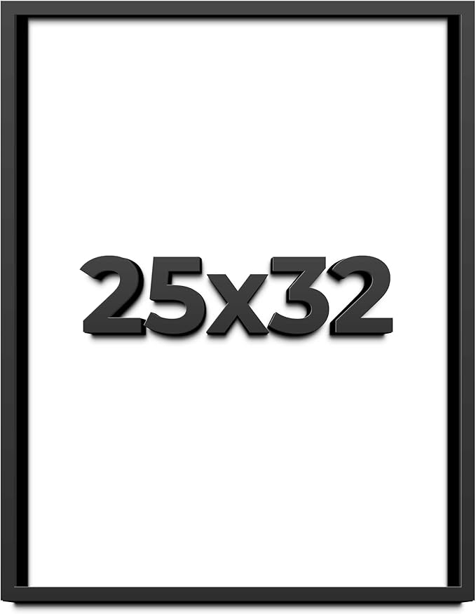 25x32 Shadow Box Frame Black | 1 Inch Deep Solid Wood Shadowbox Display | UV
