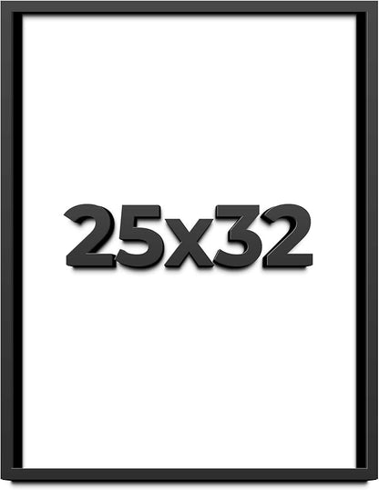 25x32 Shadow Box Frame Black | 1 Inch Deep Solid Wood Shadowbox Display | UV
