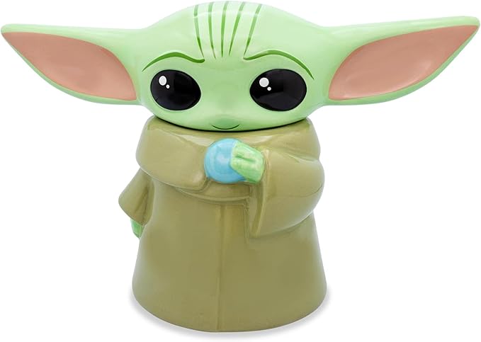 STAR WARS: The Mandalorian Grogu The Child 13-Inch Ceramic Cookie Jar Container With Lid | Kitchen Storage For Snacks