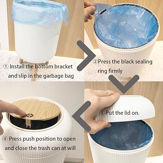 URALFA Bathroom Trash Can with Lid, 3 Gallon / 11L Garbage Can with Pop-Up Lid