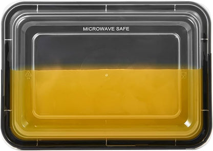50 Pack Meal Prep Plastic Food Storage Containers With Lids 28 oz 1 Compartment Black Rectangular To Go Lunch Prepping Boxes BPA-Free Microwavable Freezer Safe Stackable (Formerly FULING)