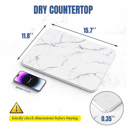 Quick Dry Stone Drying Mat for Kitchen Counter, Water-Absorbent Diatomaceous
