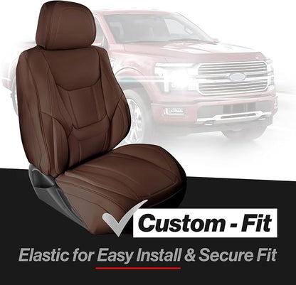 Coverland Custom Truck Car Seat Covers Front Seats for [2004-2011 Ford Ranger Super Cab Bucket Seats] - Protector Water Resistant Leather Memory Form Back Support Seat Cushion [Front-Dark Brown]