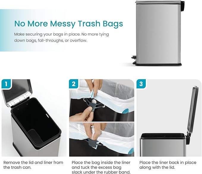 Home Zone Living 8 Gallon Slim Kitchen Trash Can