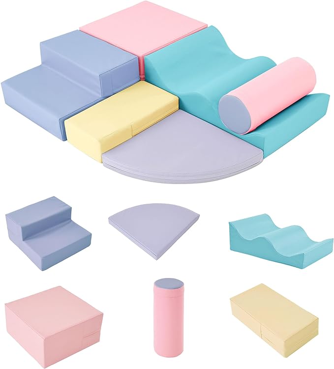 Merax Climbing Toys for Toddlers, Soft Climb and Crawl Playset Indoor Baby Soft Foam Blocks for Climbing, Crawling, 6-Piece