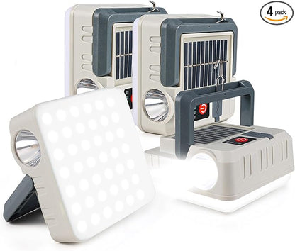 Portable Solar Power Lanterns 4 Pack, Lanterns for Power Outages, 5 Light Modes LED Camping Lights Lantern Flashlight, IPX4 Waterproof Tent Light for Hurricane Hiking Emergency Light, Gray