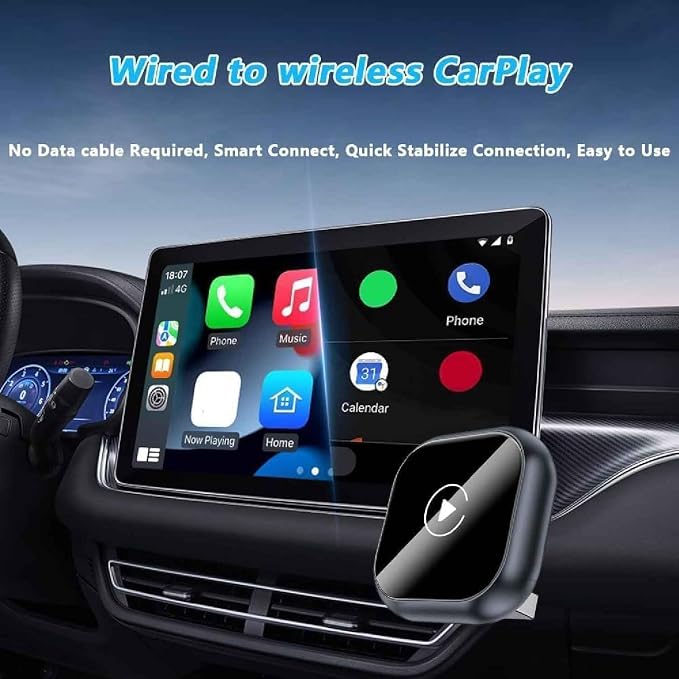 Wireless Carplay Adapter for Mitsubishi Eclipse Cross ES/SE/SEL, 2-in-1 Plug and Play Android Auto Carplay Adapter Car Play Dongle Convert Wired to Wireless CarPlay,B/Silver