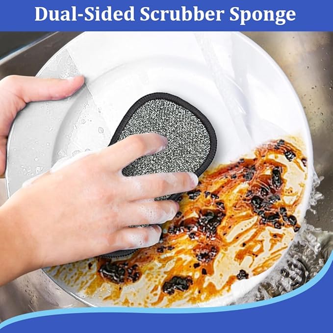 Dish Sponges Kitchen, 12 Pack Multi-Purpose Microfiber Scrub Sponge