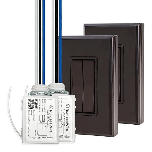 RunLessWire 3-Way Fan & Light Battery-Free DIY Kinetic Wireless Light Switch Kit
