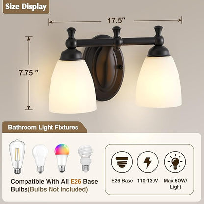 EJIAXIN 2 Lights Bathroom Vanity Light