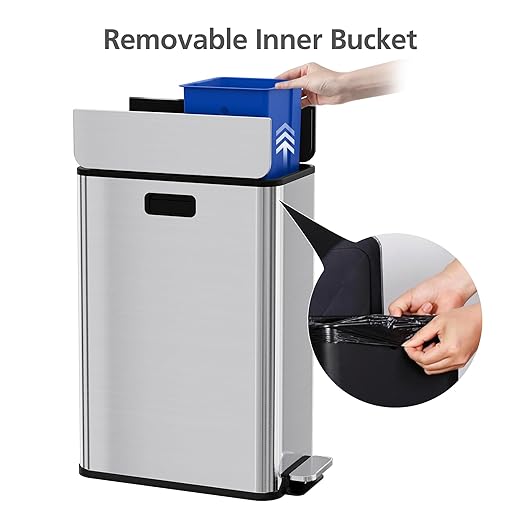 Garvee Kitchen Dual Trash Can, 15 gal Large Recycling Bin Garbage Can