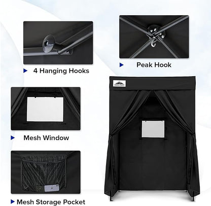 EAGLE PEAK Flex Compact 5x5 Pop-up Canopy Changing Room, Portable Privacy Dressing Room for Indoor Fashion Photoshoots, Camping, or Pool, Black