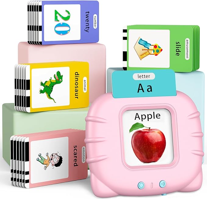 ABC Talking-Flash-Cards with 252 Sight Words, Christmas Birthday Gifts for Girls 2 3 4 5 6 Years, Language Therapy Toys for Autistic Children, Learning Toys for Toddlers Ages 2-6, Pink