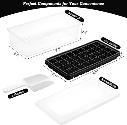 Silicone Ice Cube Tray with Leak-Proof Lid & Storage Bin
