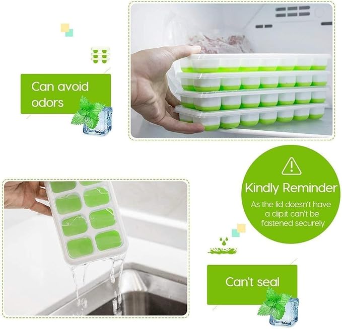 Ice Cube Trays, Silicone Easy-Release and Flexible 14-Ice Trays