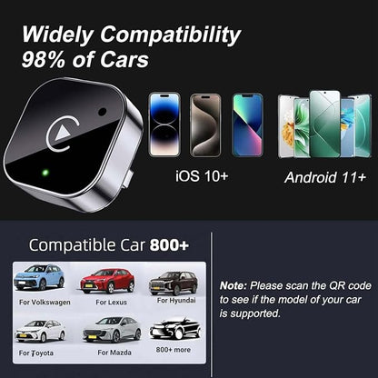 2 in 1 CarPlay Adapter for Toyota Corolla Cross 2022 2023 2024 2025 2026, CarPlay Wireless Adapter with Auto Reconnect Fast Pairing Bluetooth Connection Compact USB Dongle,A/Silver-Normal