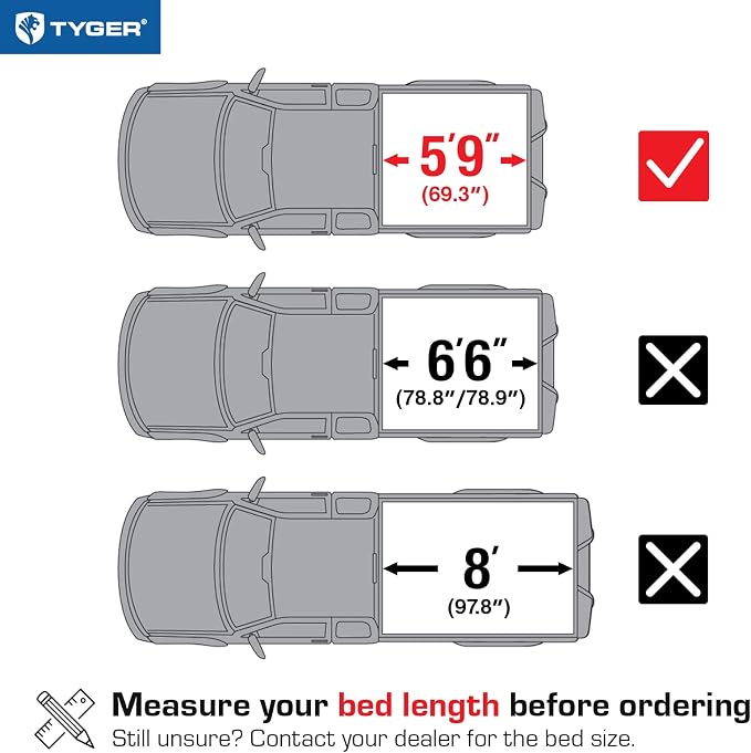 Tyger Auto T1 Soft Roll-up Truck Bed Tonneau Cover Compatible with 2014-2018 Chevy Silverado GMC Sierra 1500; 2019 LD / Limited | 5'9" (69") Bed | TG-BC1C9006