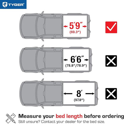 Tyger Auto T1 Soft Roll-up Truck Bed Tonneau Cover Compatible with 2014-2018 Chevy Silverado GMC Sierra 1500; 2019 LD / Limited | 5'9" (69") Bed | TG-BC1C9006