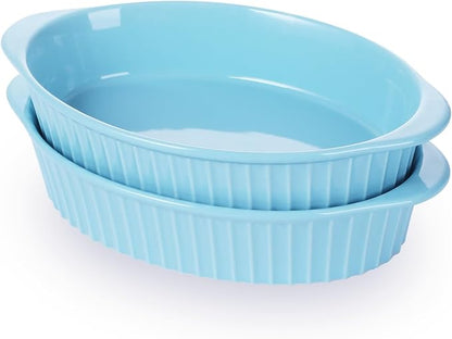 LEETOYI Porcelain Small Oval Au Gratin Pans, Baking Dish Set