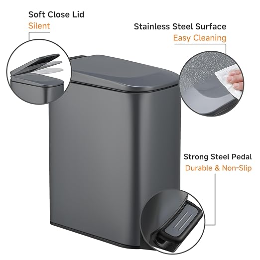TIPGO Slim Bathroom Trash Can