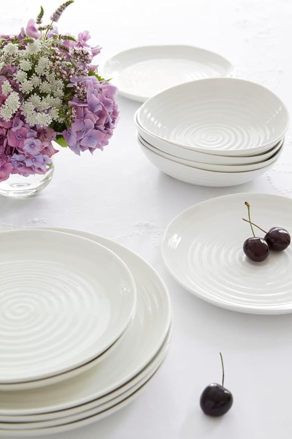 Portmeirion Sophie Conran White Coupe Side Plate Set of 4-6.5 Inch Porcelain Dining Plates with Non-Stick Glaze, Durable Tableware & Everyday Dinnerware, Dishwasher, Microwave, Freezer & Oven Safe