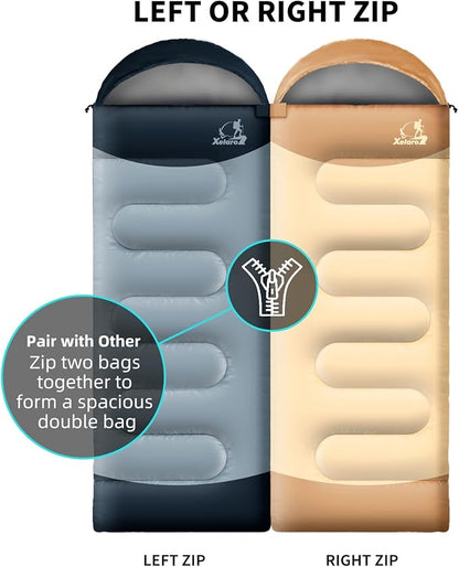 Xelaro 3-Season Lightweight Camping Sleeping Bag | Adults & Kids