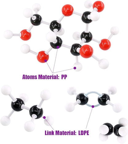 Swpeet 125 Pcs Molecular Model Kit for Inorganic & Organic Molecular Model Teacher and 16 Years and Over Student Kit - 54 Atoms & 70 Links & 1 Short Link Remover Tool - Science Toys
