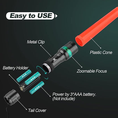 RoadHero 2 Pack Traffic Wand,11 Inch Flashlight Led Traffic Control Baton, Small Orange Safety Wands, Air Marshaling Wand with 5 Flashing Modes, Night Signal Light for Airport, Parking Directing