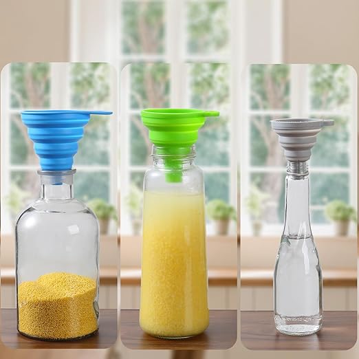 6 Pack Silicone Collapsible Funnels