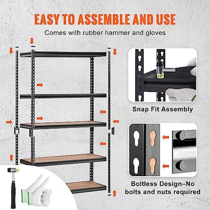 VEVOR Storage Shelves 5-Tier Adjustable 2000 lbs 48"x24"x72" Shelving Unit