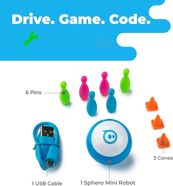 Sphero Mini (Blue) - Coding Robot Ball - Educational Coding and Gaming for Kids and Teens - Bluetooth Connectivity - Interactive and Fun Learning Experience for Ages 8+