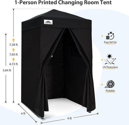 EAGLE PEAK Flex Ultra Compact 4x4 Pop-up Canopy, Sun Shelter, Changing Room, Portable Privacy Canopy Cabana for Pool, Fashion Photoshoots, or Camping, Black