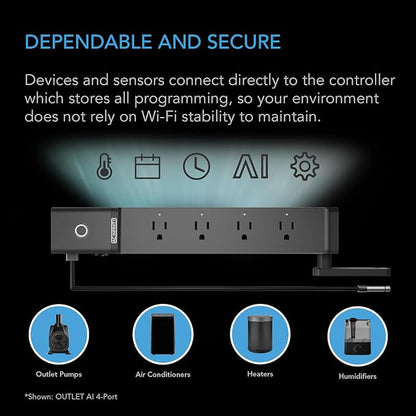 AC Infinity Outlet AI+, Environment Controller, Smart WiFi Power Strip