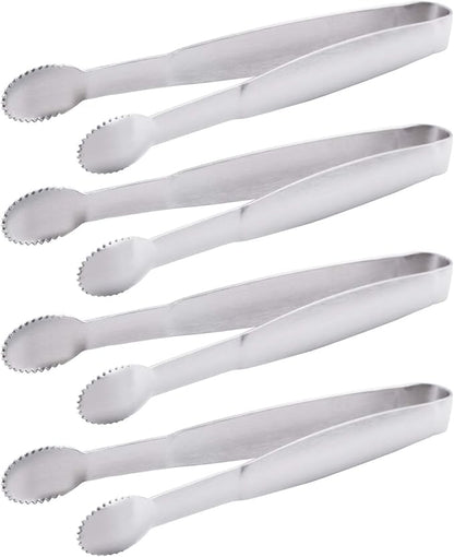 5" Mini Serving Tongs Set, Tiny Stainless Steel Small Tongs for Appetizers, Tea Party, Coffee Bar, Desserts, Set of 4