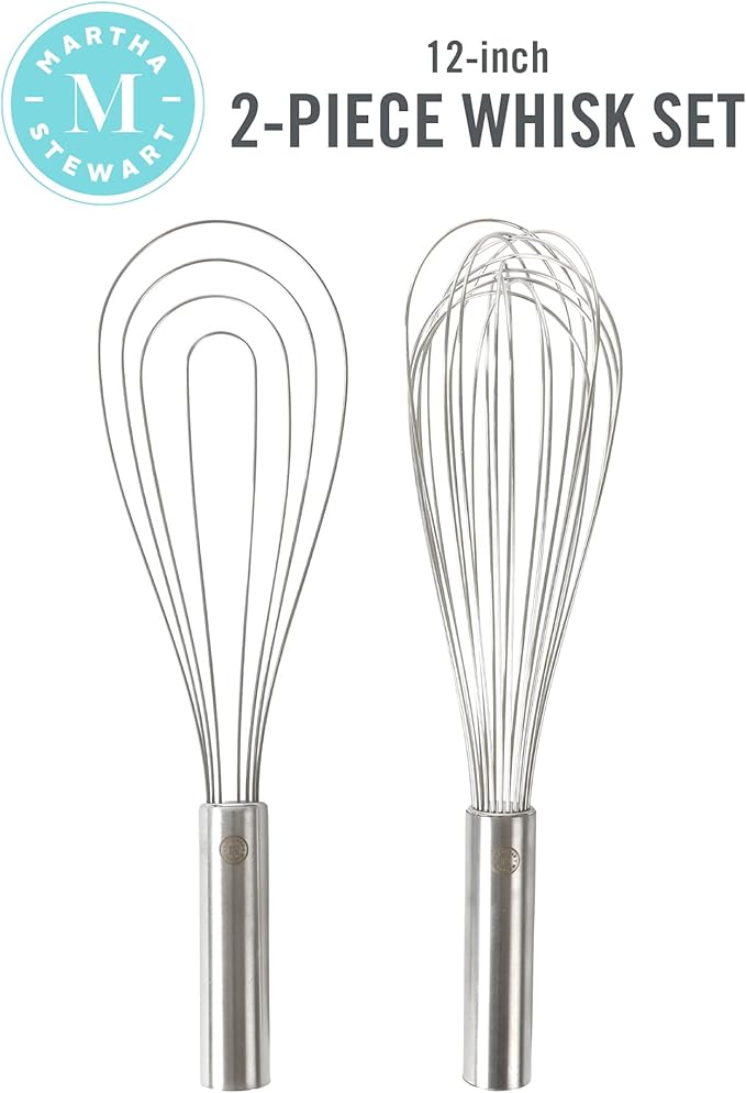 Martha Stewart Richburn 2pc 12" Stainless Steel Balloon & Flat Whisk