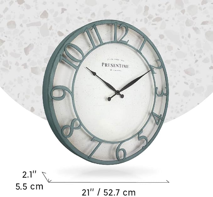 Presentime & Co 21" Farmhouse Series Wall Clock, Vintage Style, Retro Clock