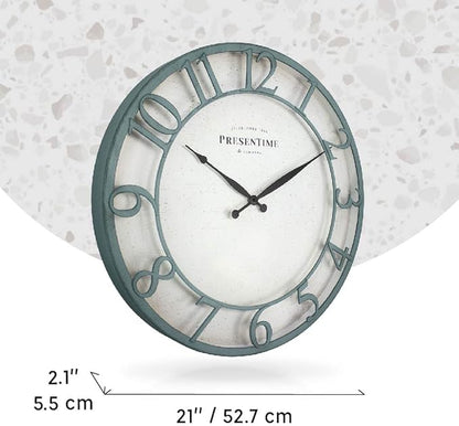 Presentime & Co 21" Farmhouse Series Wall Clock, Vintage Style, Retro Clock