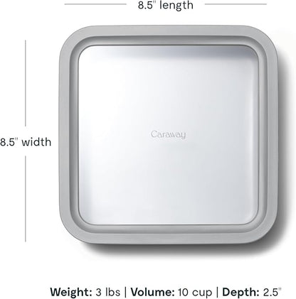 Caraway 6pc Glass Food Storage Set – 10 Cup Food Containers (6) - Ceramic Coated - Non Toxic, Non Stick with Lids - Microwave Safe - Gray