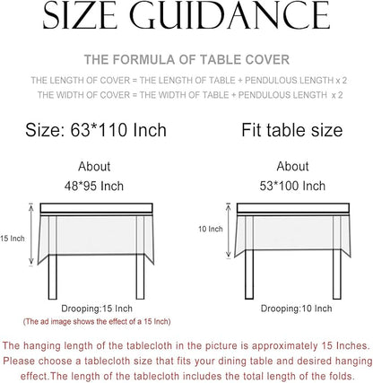 patdrea Designer Linen Extra Long Tablecloth for Rectangle Table,Beige Anti-Wrinkle Durable Floral Farmhouse Table Cloth,Decor Covers for Kitchen Dining,Christmas,Thanksgiving,63"x110"-Fram