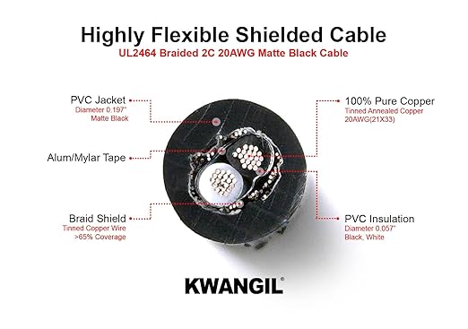 KWANGIL 2C 20AWG AMSB Shielded Cable Wire