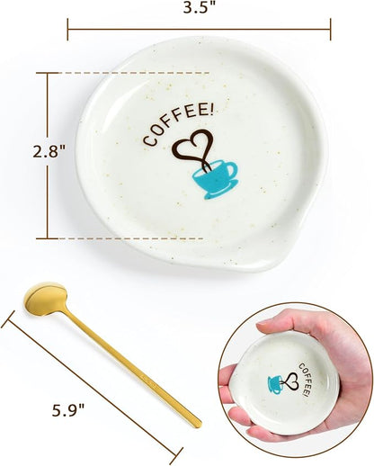 FANGSUN Coffee Spoon and Rest Set, Mini Spoon Holder