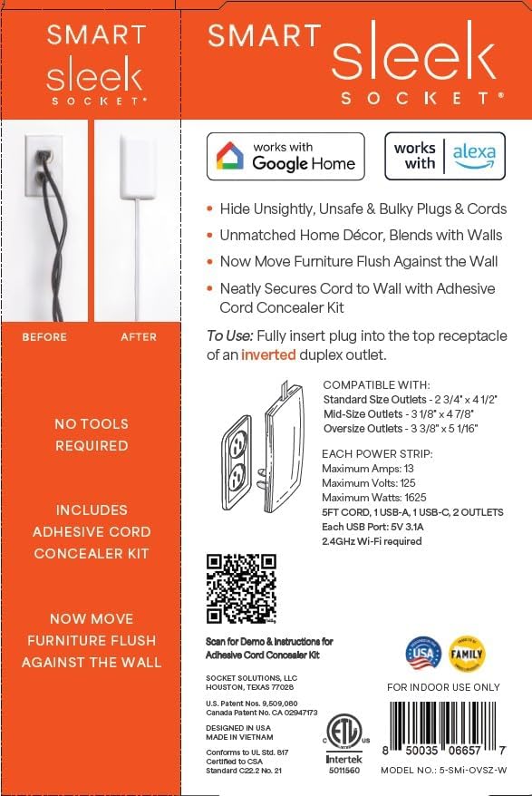 Smart Sleek Socket: Universal Outlet Concealer